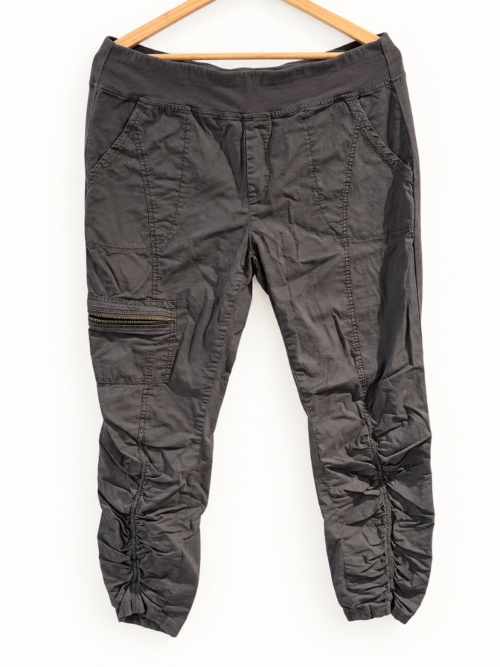 Wearables by XCVI Olive Ruched Cargo Pants Large